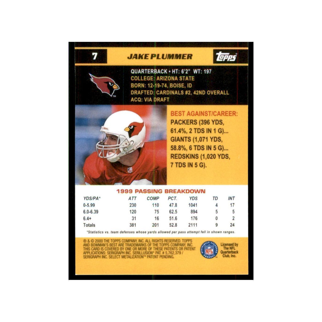 2000 Bowman's Best Jake Plummer Football Cards #7