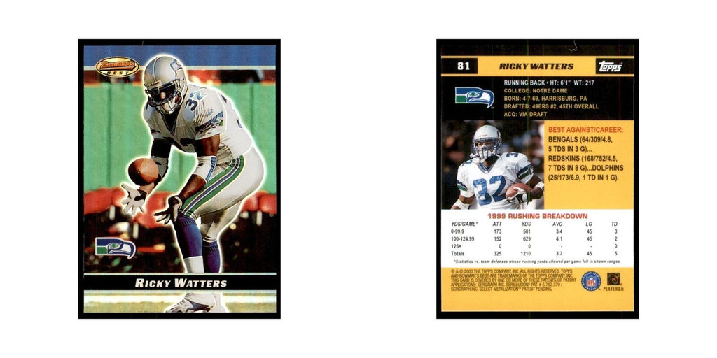 2000 Bowman's Best Ricky Watters Football Cards #81