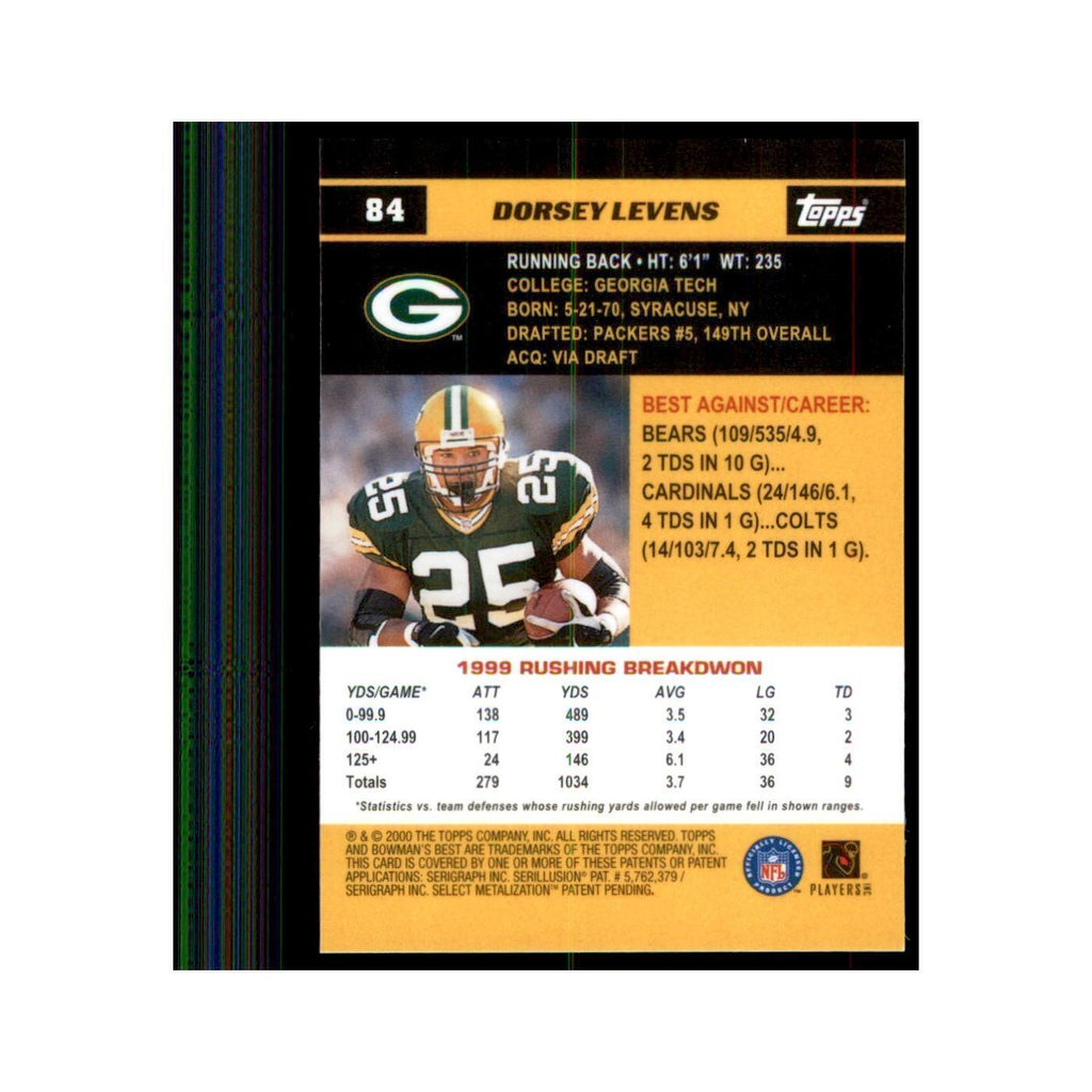 2000 Bowman's Best Dorsey Levens Football Cards #84