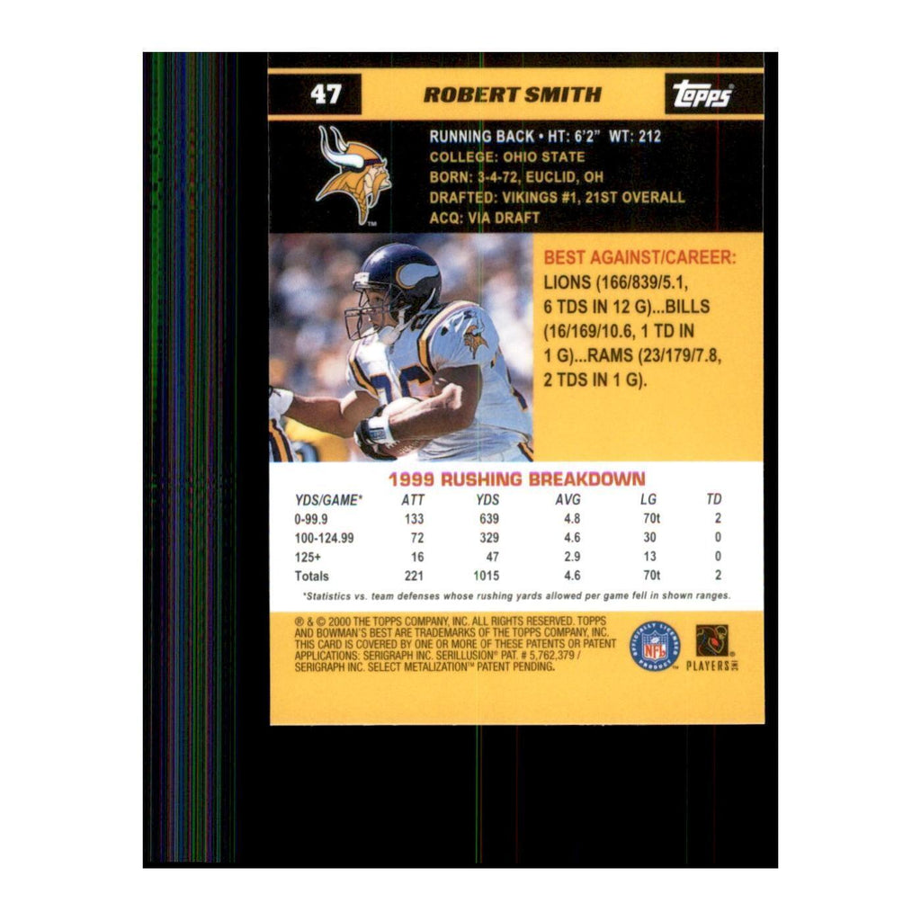 2000 Bowman's Best Robert Smith Football Cards #47