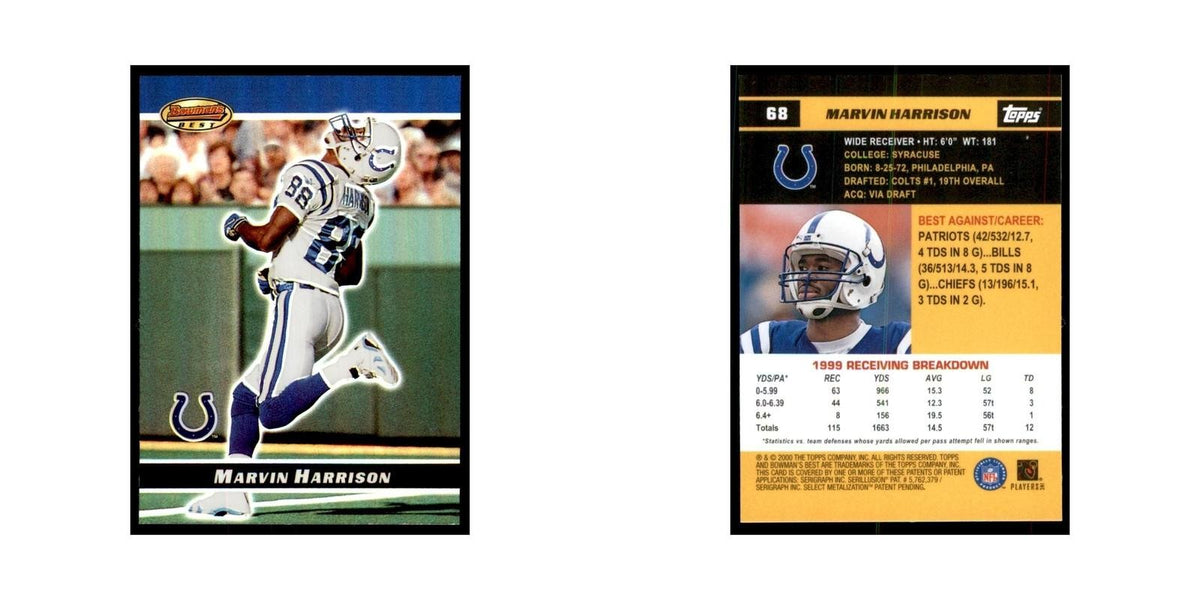 2000 Bowman's Best Marvin Harrison Football Cards #68