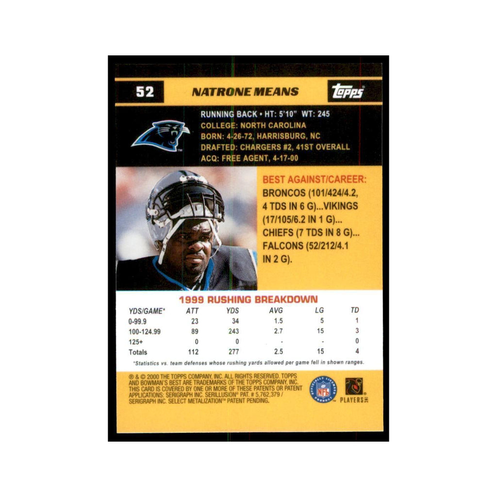 2000 Bowman's Best Natrone Means Football Cards #52