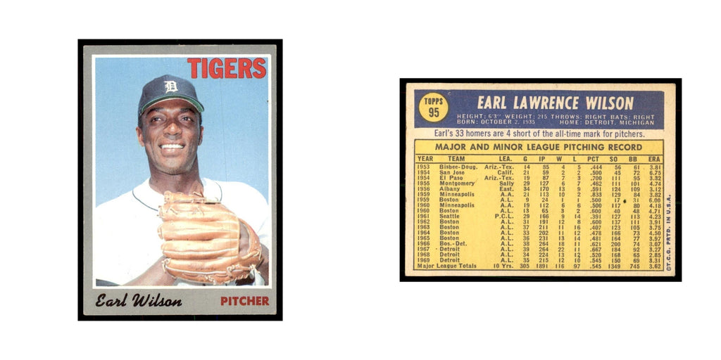 1970 Topps Earl Wilson Baseball Cards #95