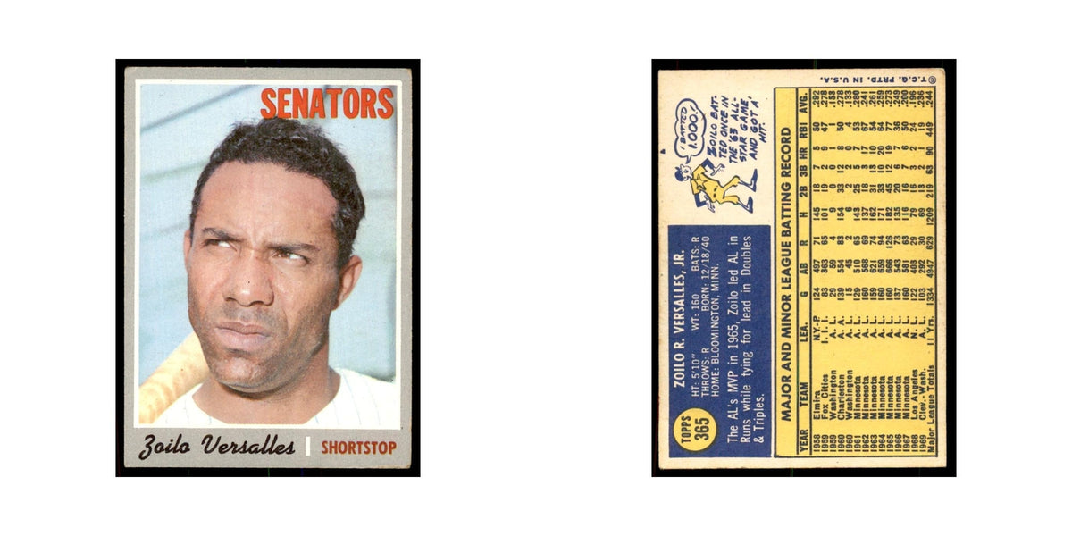 1970 Topps Zoilo Versalles Baseball Cards #365