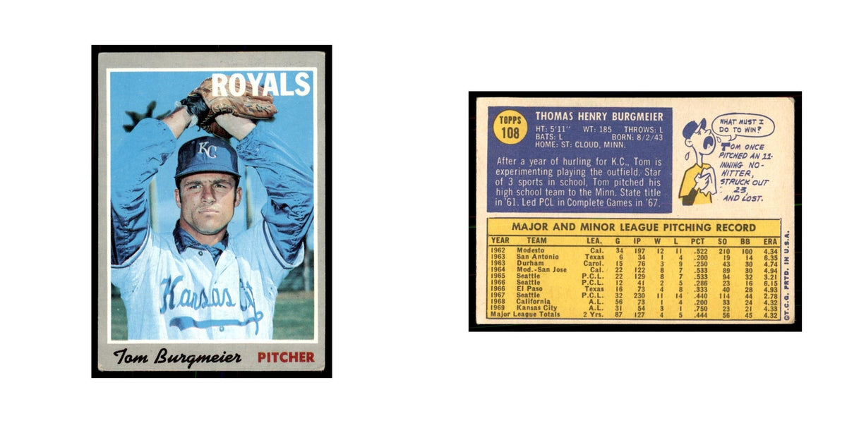 1970 Topps Tom Burgmeier Baseball Cards #108