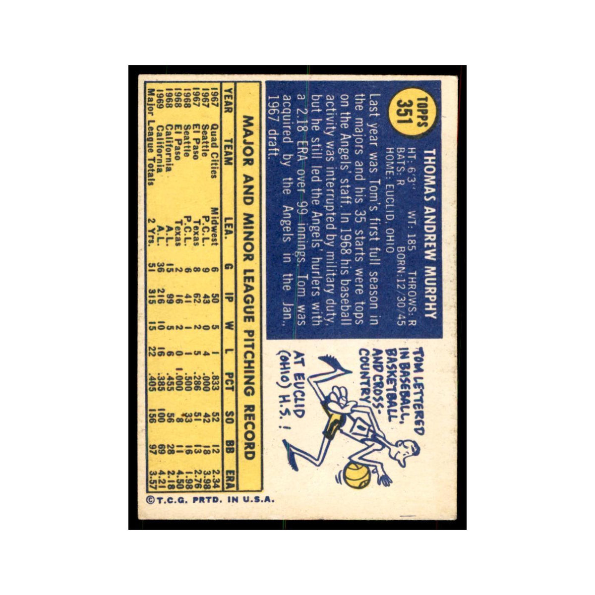 1970 Topps Tom Murphy Baseball Cards #351