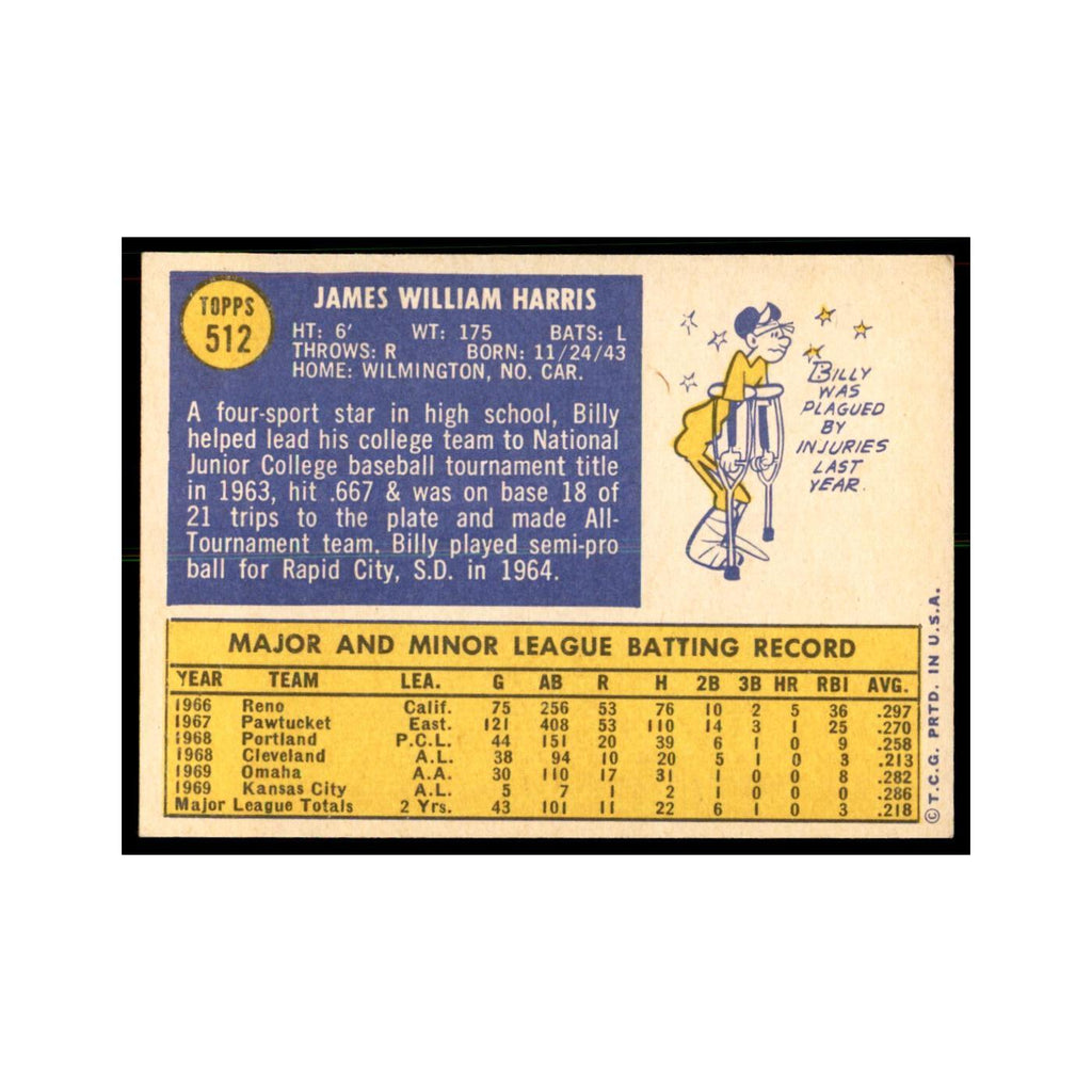 1970 Topps Billy Harris Baseball Cards #512