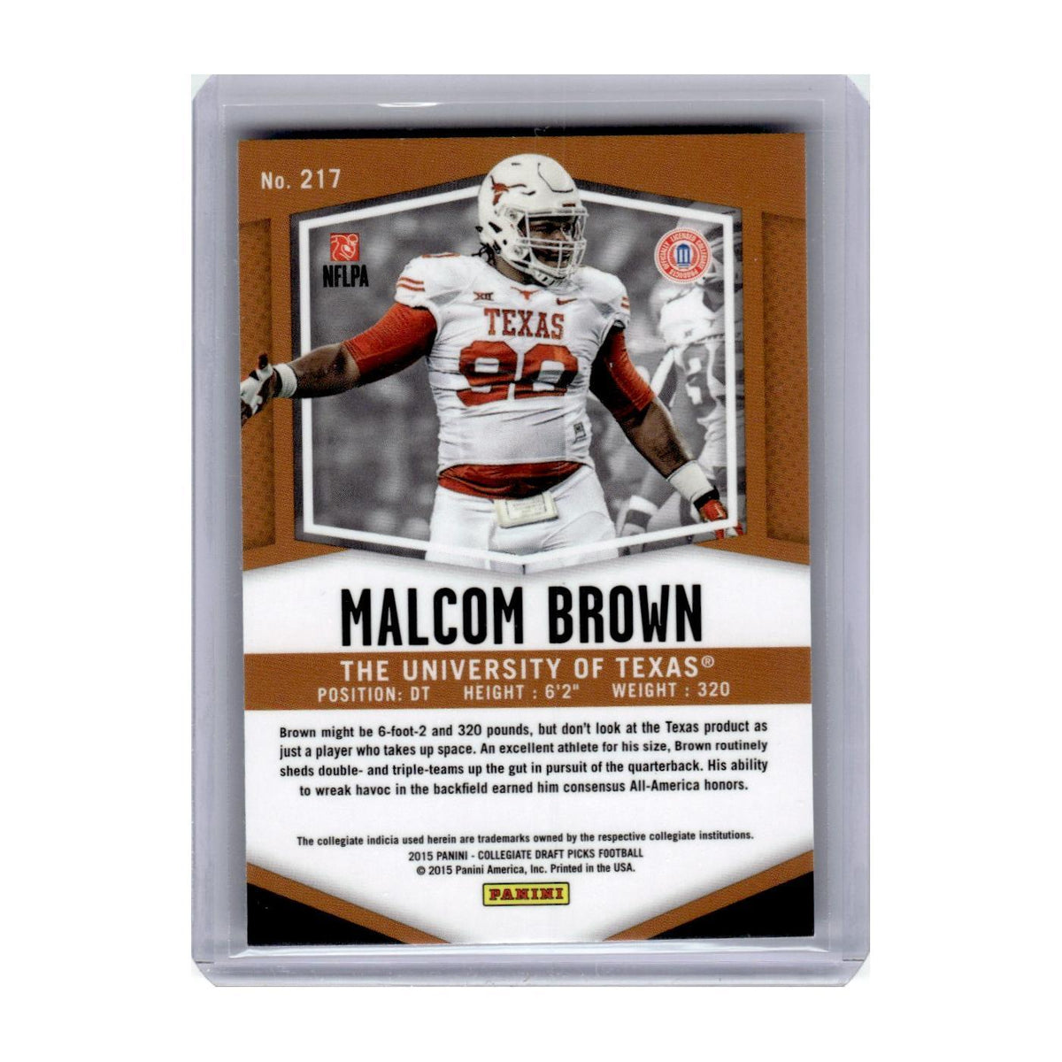 2015 Panini Collegiate Draft Picks Malcom Brown RC Texas Longhorns #217