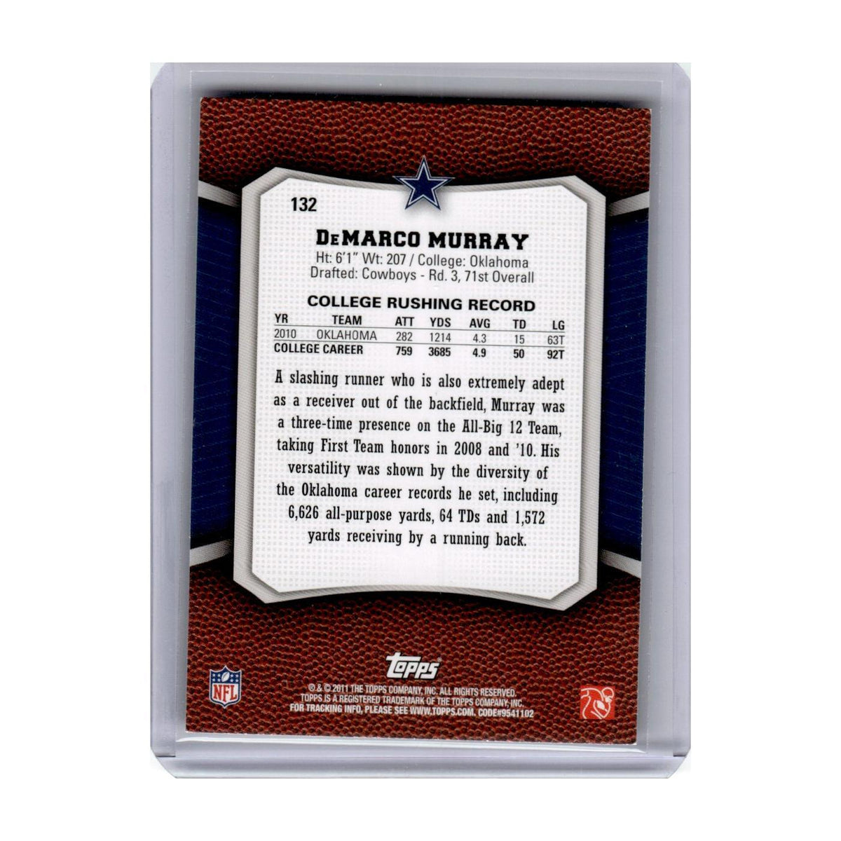 2011 Topps Rising Rookies DeMarco Murray Cowboys #132
