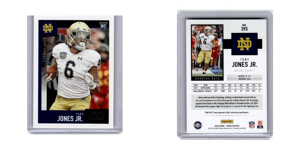 2020 Score Tony Jones Jr RC Notre Dame Fighting Irish #395