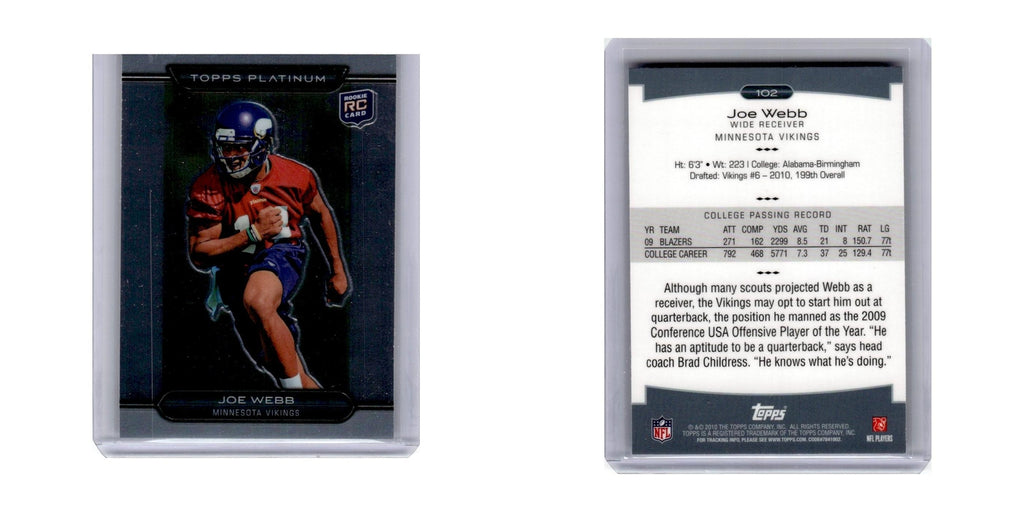 2010 Topps Platinum Joe Webb RC Vikings #102