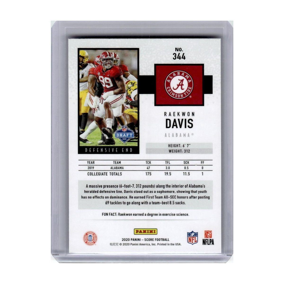 2020 Score Raekwon David RC Alabama Crimson Tide #344