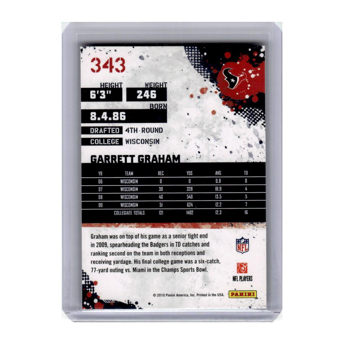 2010 Score Garrett Graham Texans #343