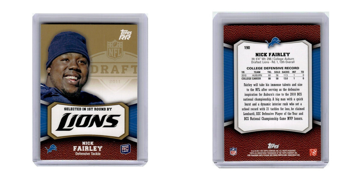 2011 Topps Rising Rookies Gold Nick Fairley Lions #190
