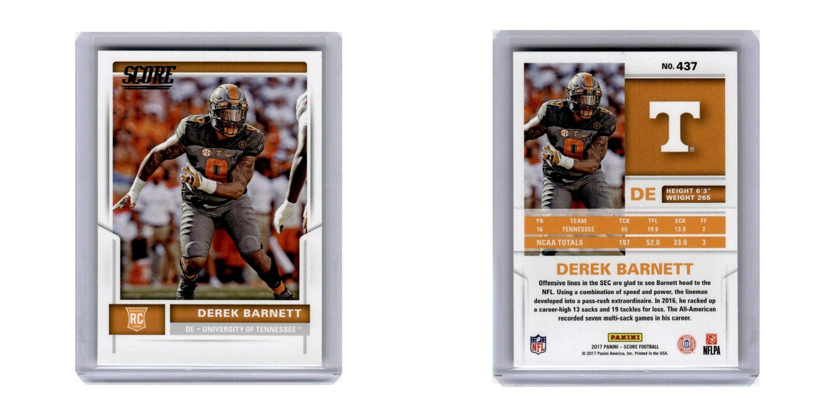 2017 Score Derek Barnett RC Tennessee Volunteers #437