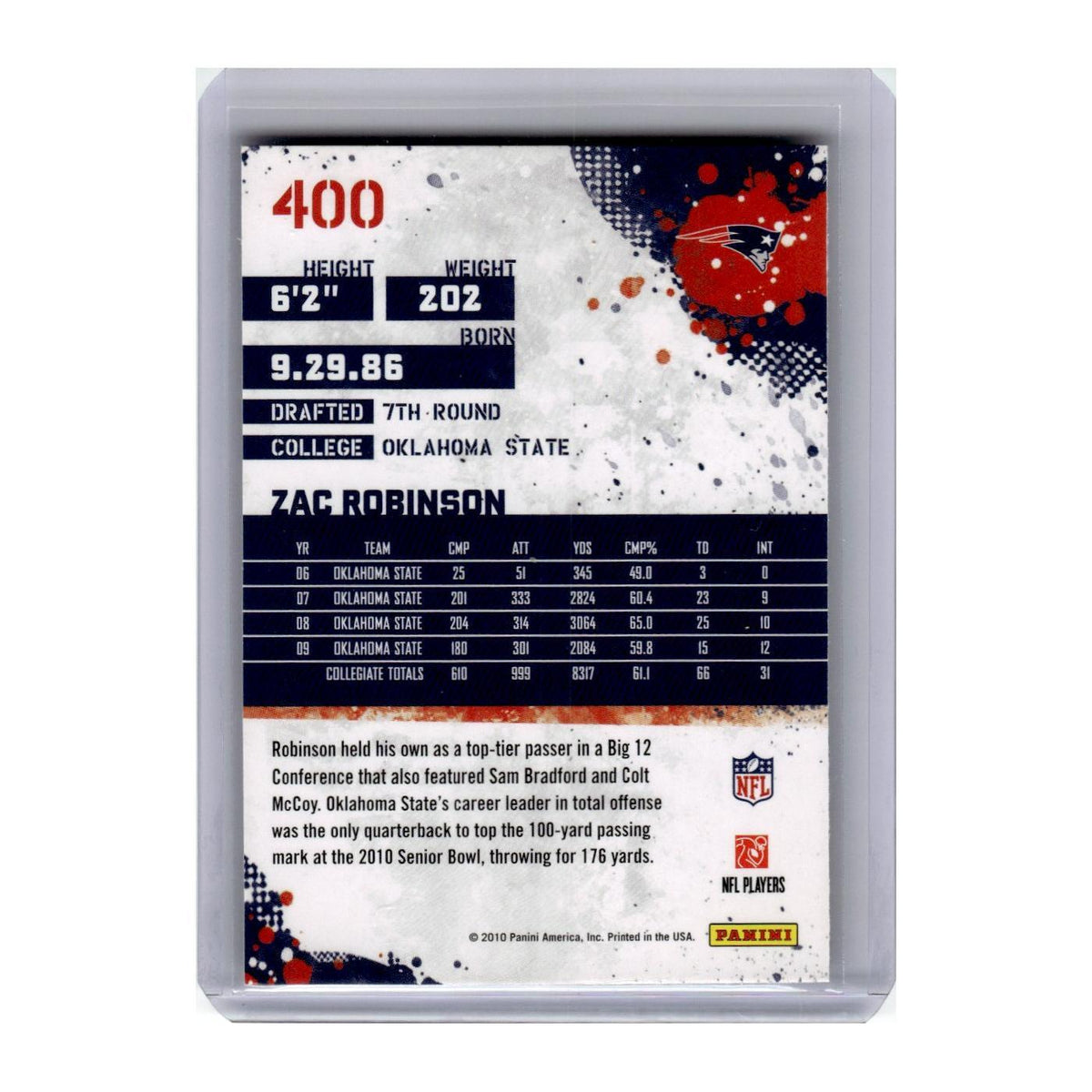 2010 Score Zac Robinson Patriots #400