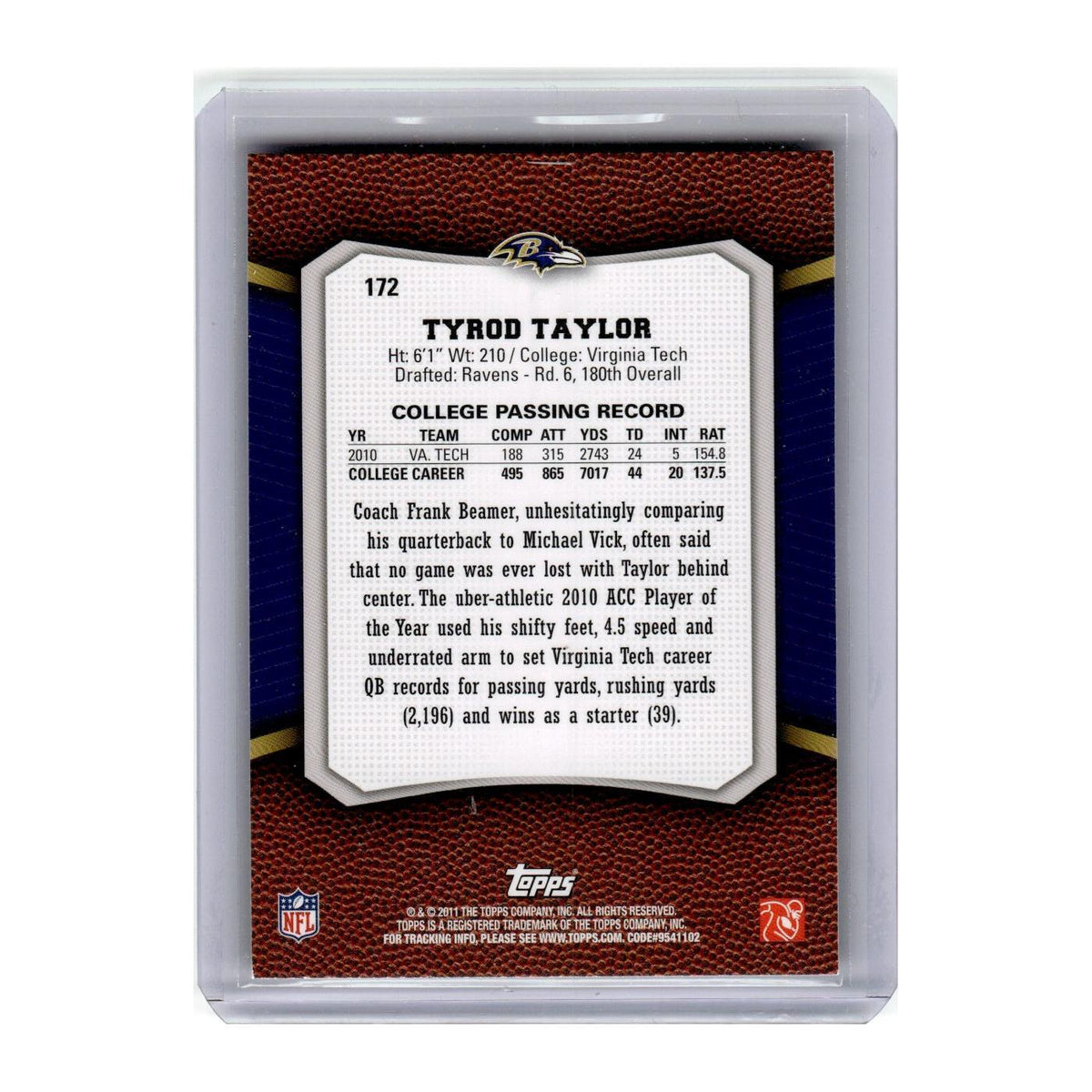 2011 Topps Rising Rookies Tyrod Taylor Ravens #172