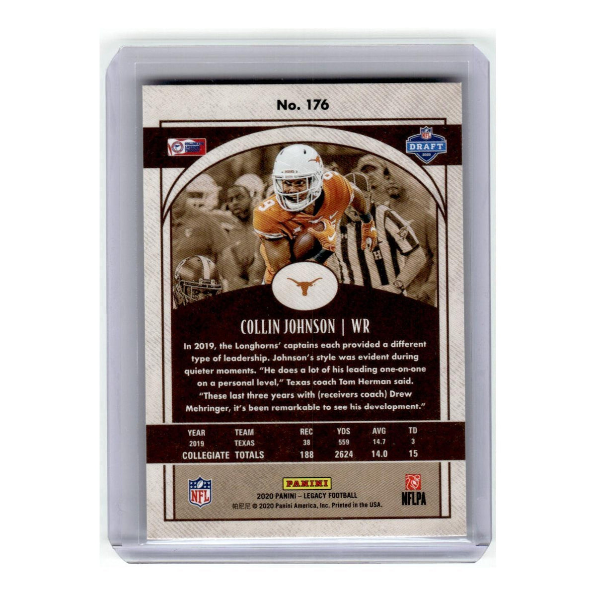 2020 Panini Legacy Collin Johnson RC Texas Longhorns #176