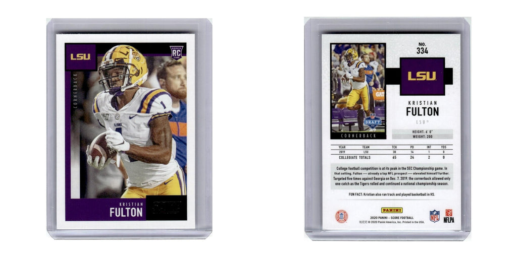 2020 Score Kristian Fulton RC LSU Tigers #334