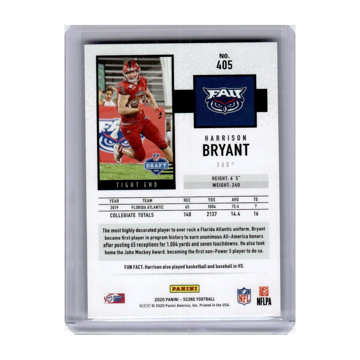 2020 Score Harrison Bryant RC Florida Atlantic Owls #405
