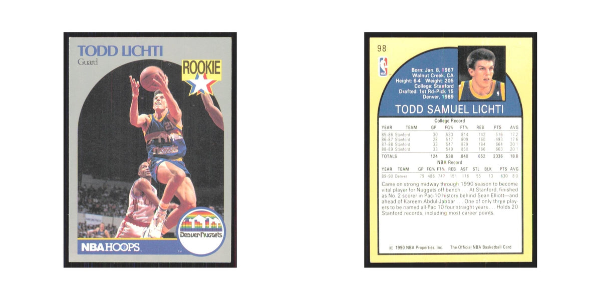 1990-91 NBA Hoops Todd Lichti RC Nuggets #98