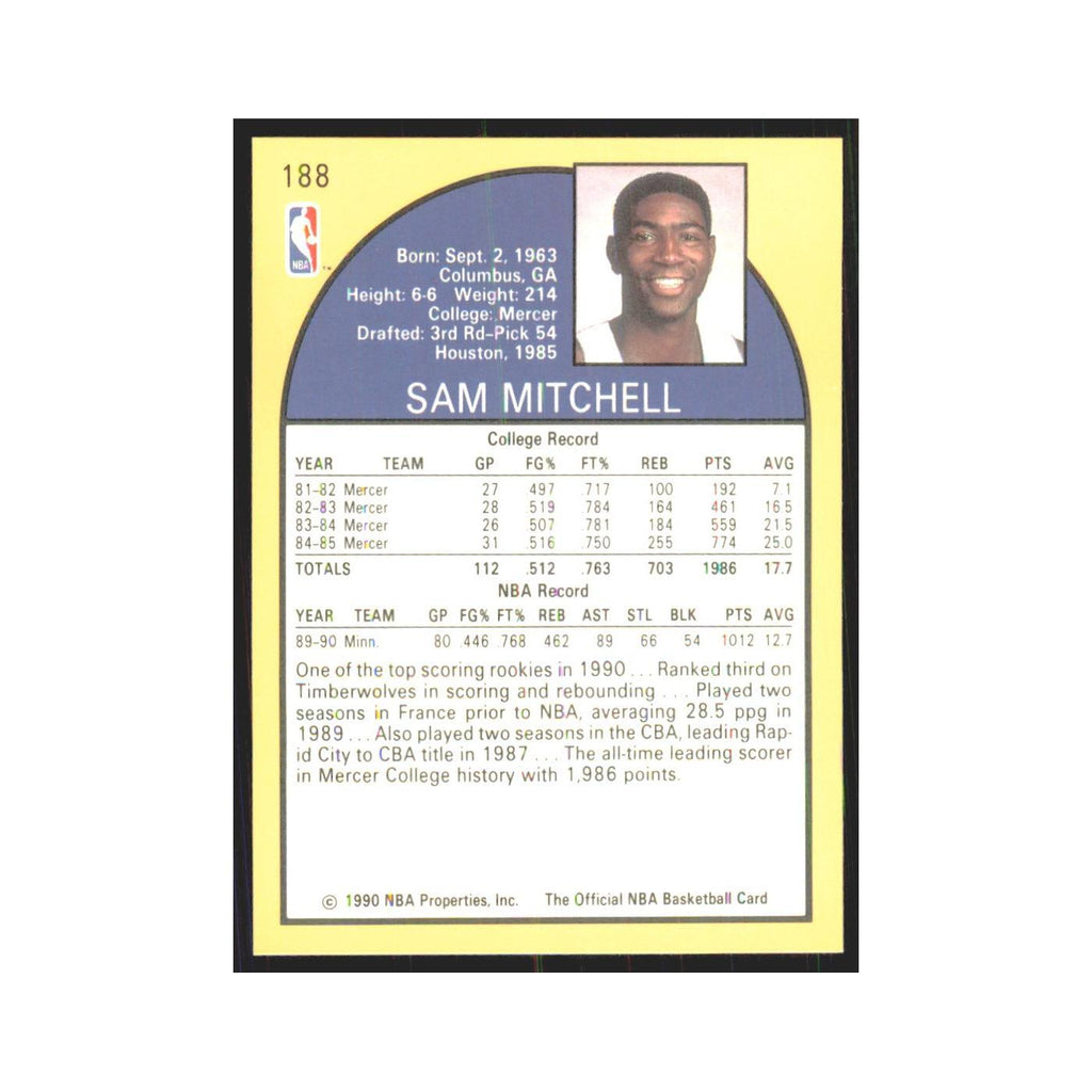 1990-91 NBA Hoops Sam Mitchell RC Timberwolves #188.0
