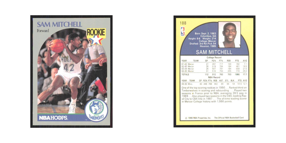 1990-91 NBA Hoops Sam Mitchell RC Timberwolves #188.0