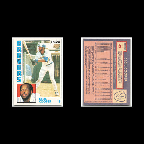 Cecil Cooper #43 1984 O-Pee-Chee Milwaukee Brewers Baseball Card MLB NM