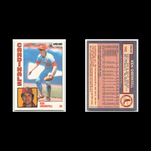 Ken Oberkfell #102 1984 O-Pee-Chee St. Louis Cardinals Baseball Card MLB NM