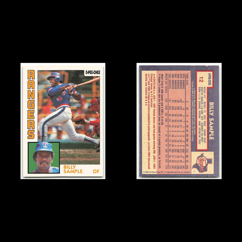 Billy Sample #12 1984 O-Pee-Chee Texas Rangers Baseball Card MLB NM