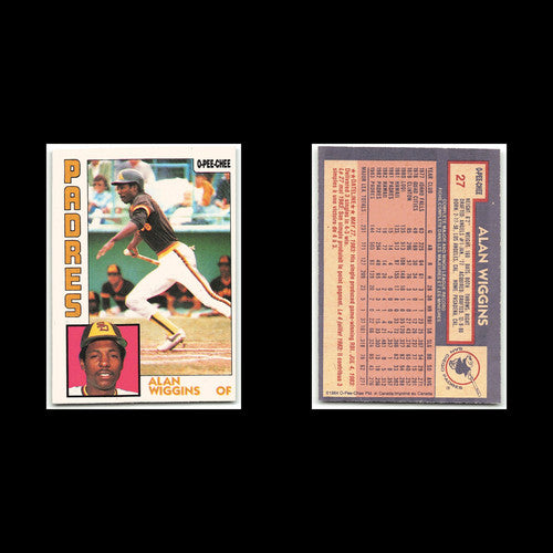 Alan Wiggins #27 1984 O-Pee-Chee San Diego Padres Baseball Card MLB NM