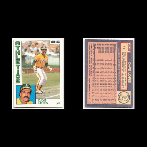 Dave Lopes #17 1984 O-Pee-Chee Oakland Athletics Baseball Card MLB NM