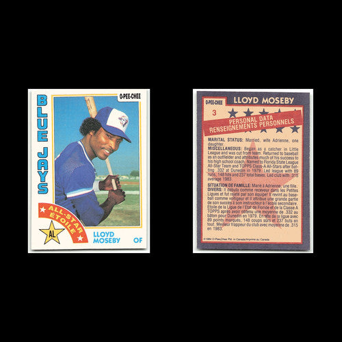 Lloyd Moseby #3 1984 O-Pee-Chee Toronto Blue Jays Baseball Card MLB NM