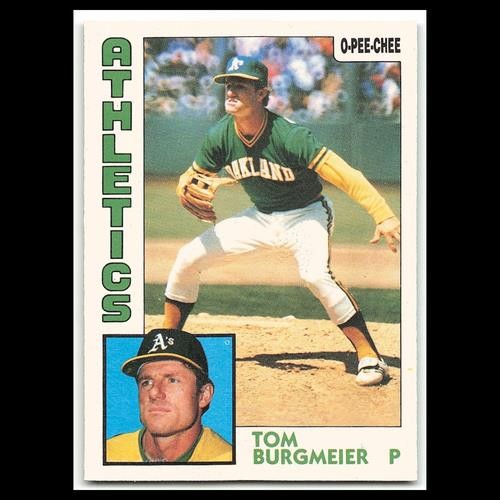 Tom Burgmeier #33 1984 O-Pee-Chee Oakland Athletics Baseball Card MLB NM
