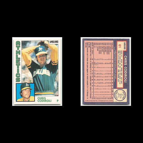 Chris Codiroli #61 1984 O-Pee-Chee Oakland Athletics Baseball Card MLB NM