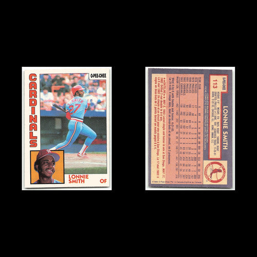 Lonnie Smith #113 1984 O-Pee-Chee St. Louis Cardinals Baseball Card MLB NM
