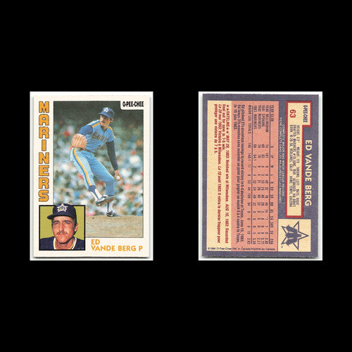 Ed Vande Berg #63 1984 O-Pee-Chee Seattle Mariners Baseball Card MLB NM