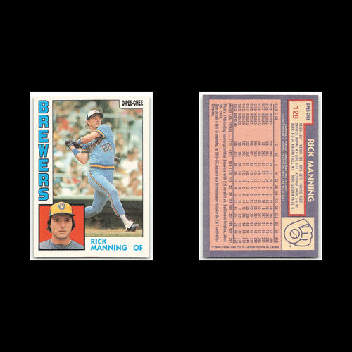 Rick Manning #128 1984 O-Pee-Chee Milwaukee Brewers Baseball Card MLB NM