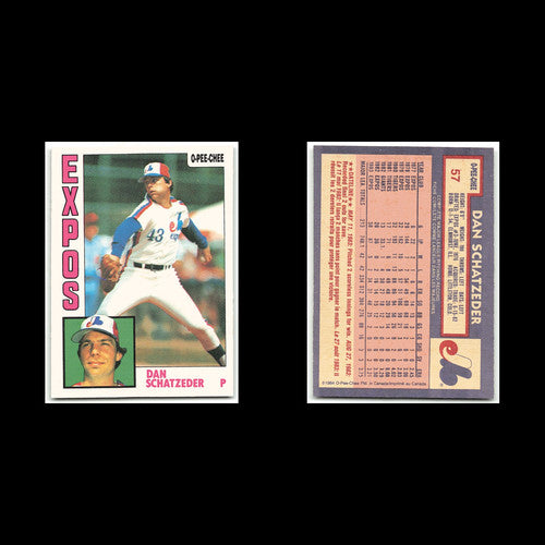 Dan Schatzeder #57 1984 O-Pee-Chee Montreal Expos Baseball Card MLB NM