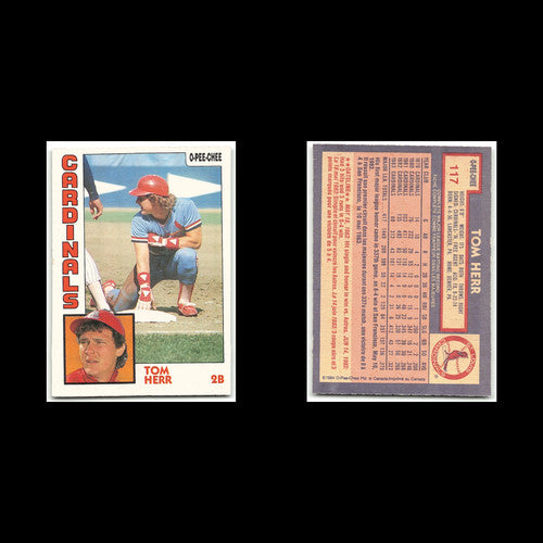 Tom Herr #117 1984 O-Pee-Chee St. Louis Cardinals Baseball Card MLB NM