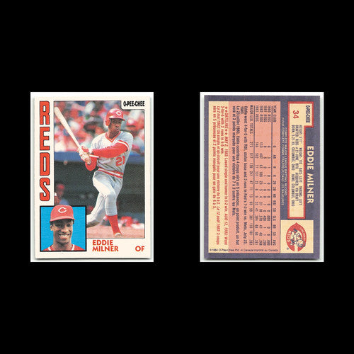 Eddie Milner #34 1984 O-Pee-Chee Cincinnati Reds Baseball Card MLB NM