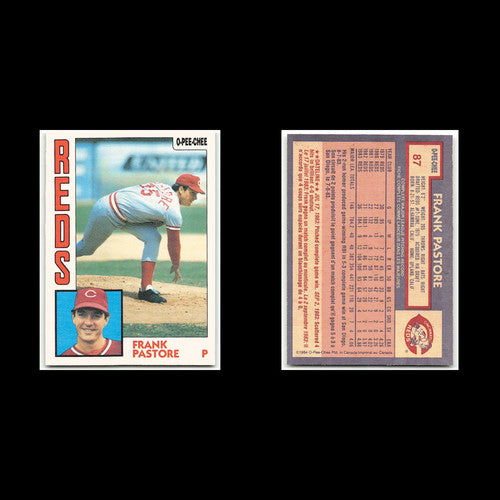 Frank Pastore #87 1984 O-Pee-Chee Cincinnati Reds Baseball Card MLB NM