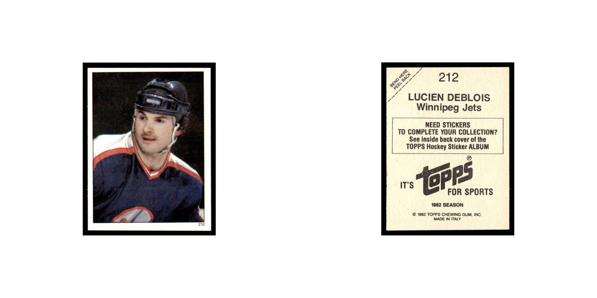 Lucien DeBlois 1982 Topps Stickers #212 Winnipeg Jets Hockey Card EX