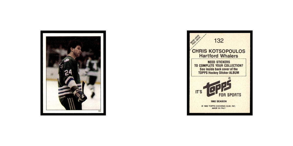 Chris Kotsopoulos 1982 Topps Stickers #132 Hartford Whalers Hockey Card EX