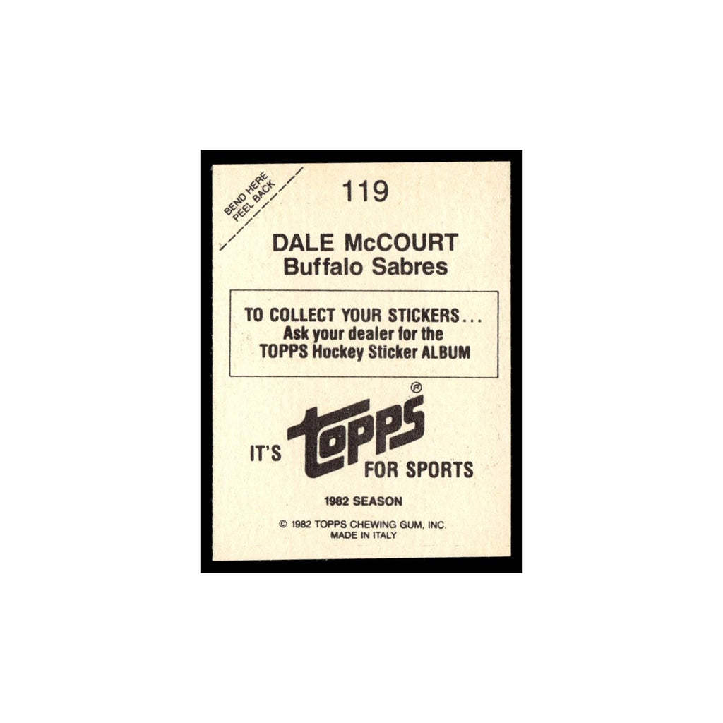 Dale McCourt 1982 Topps Stickers #119 Buffalo Sabres Hockey Card EX