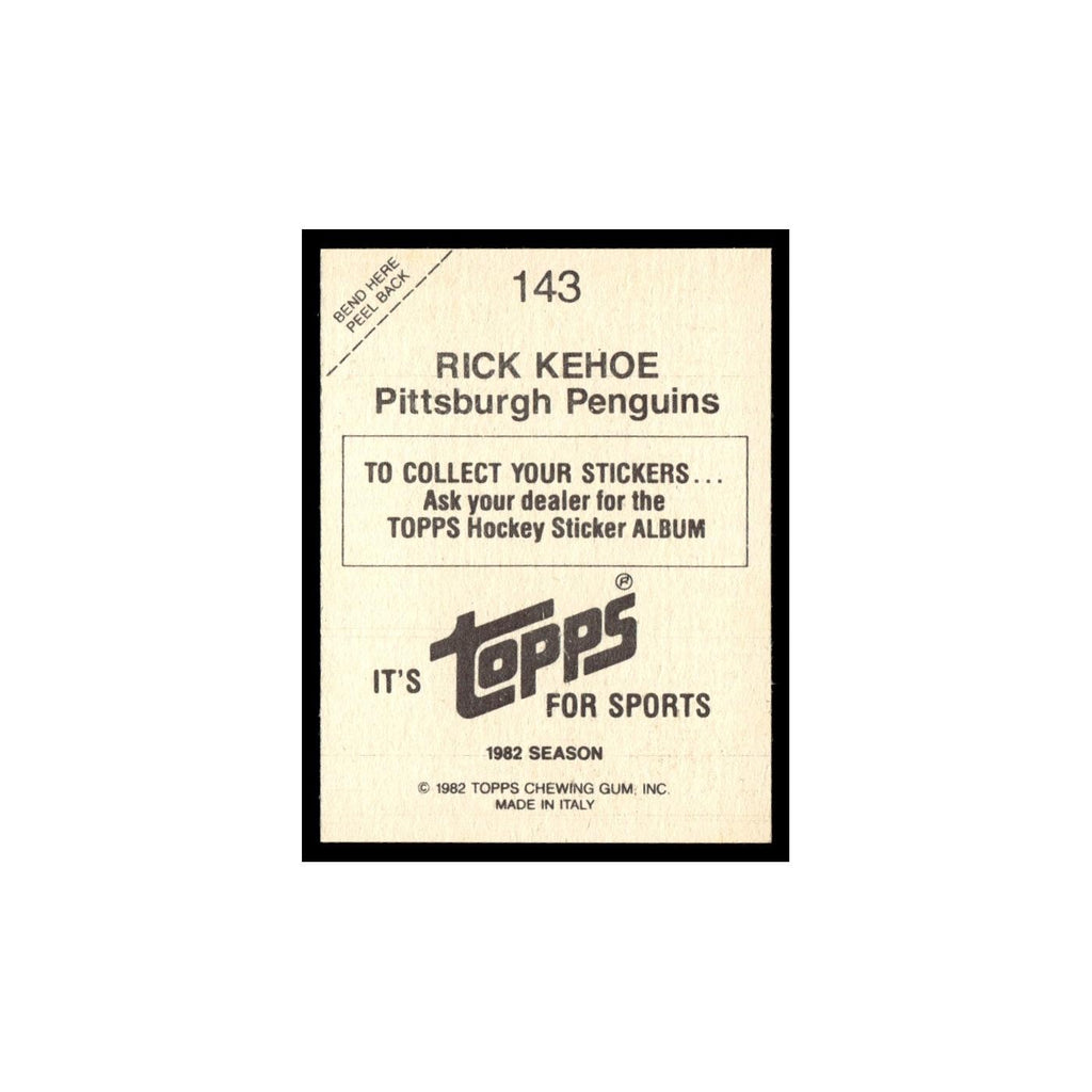 Rick Kehoe 1982 Topps Stickers #143 Pittsburgh Penguins Hockey Card EX