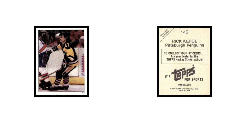 Rick Kehoe 1982 Topps Stickers #143 Pittsburgh Penguins Hockey Card EX