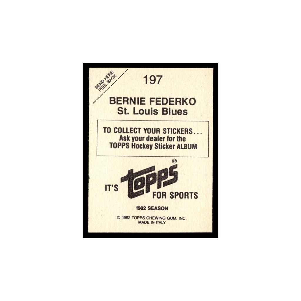 Bernie Federko 1982 Topps Stickers #197 St. Louis Blues Hockey Card EX