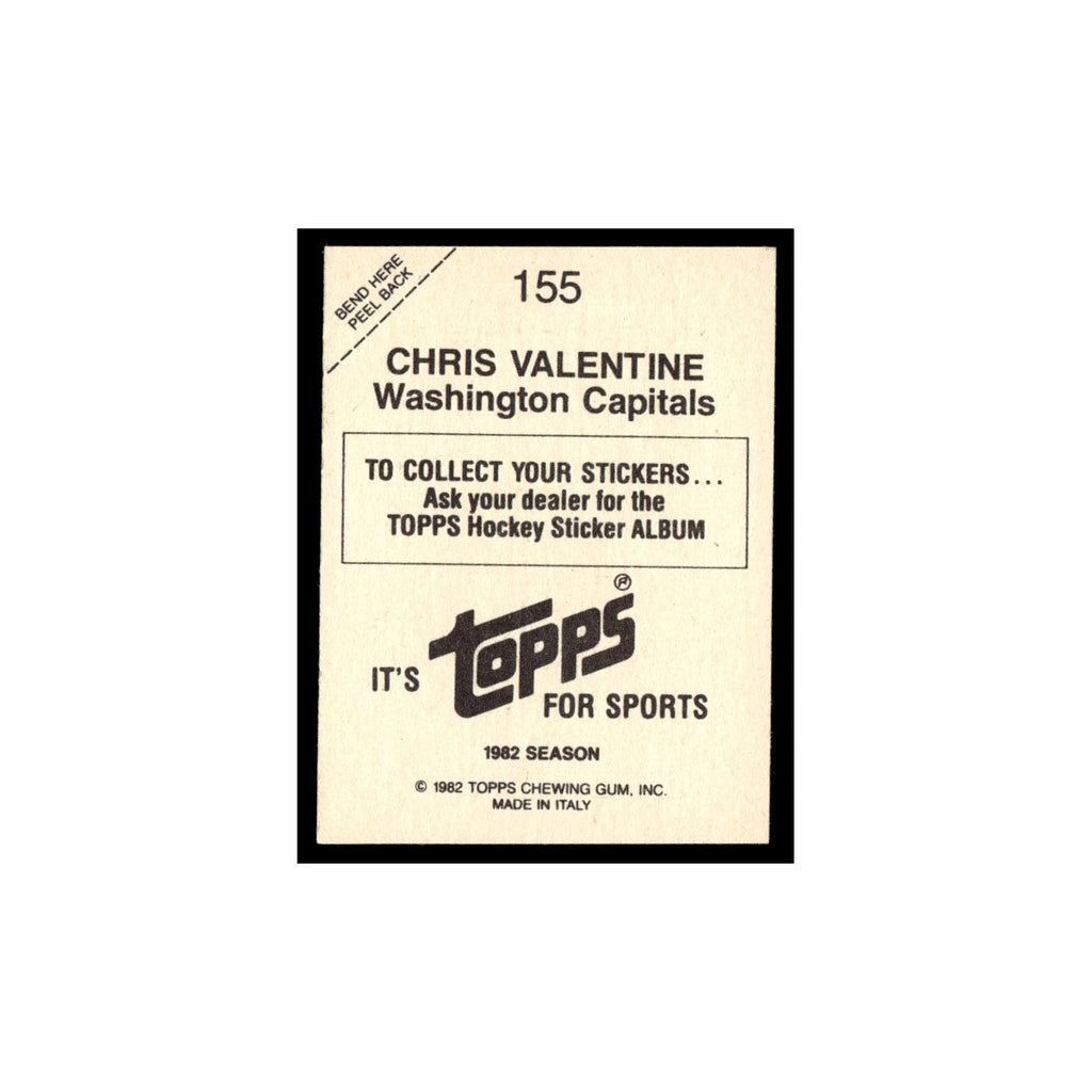 Chris Valentine 1982 Topps Stickers #155 Washington Capitals Hockey Card EX