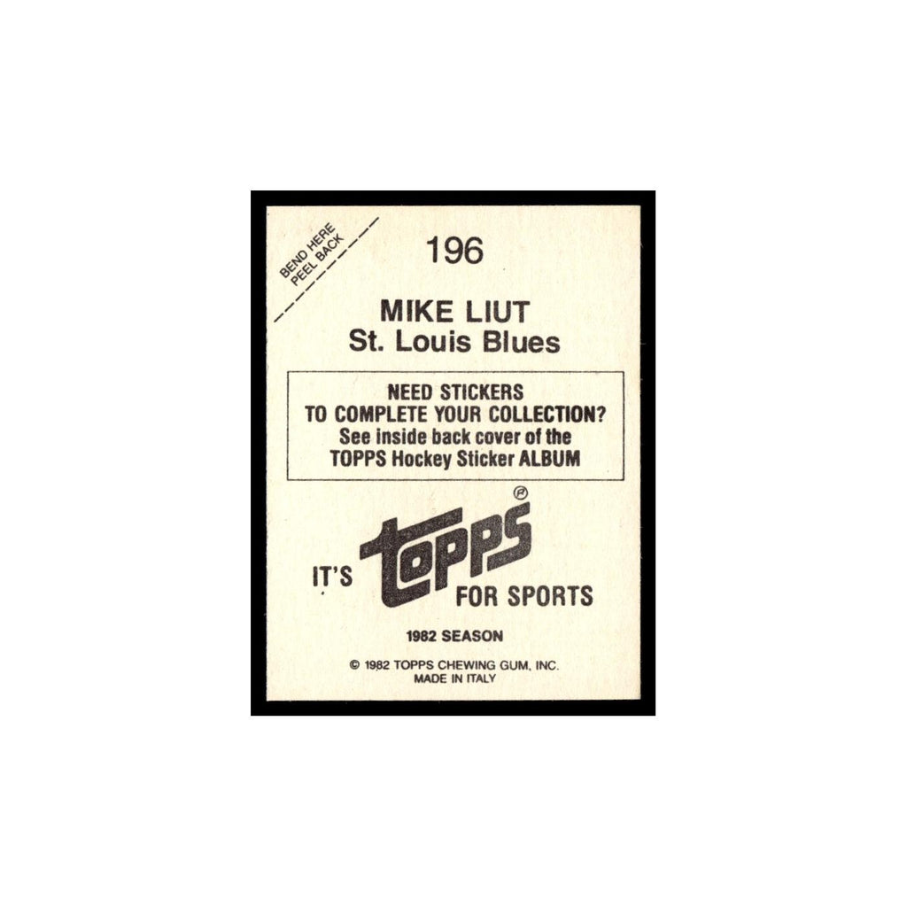 Mike Liut 1982 Topps Stickers #196 St. Louis Blues Hockey Card EX